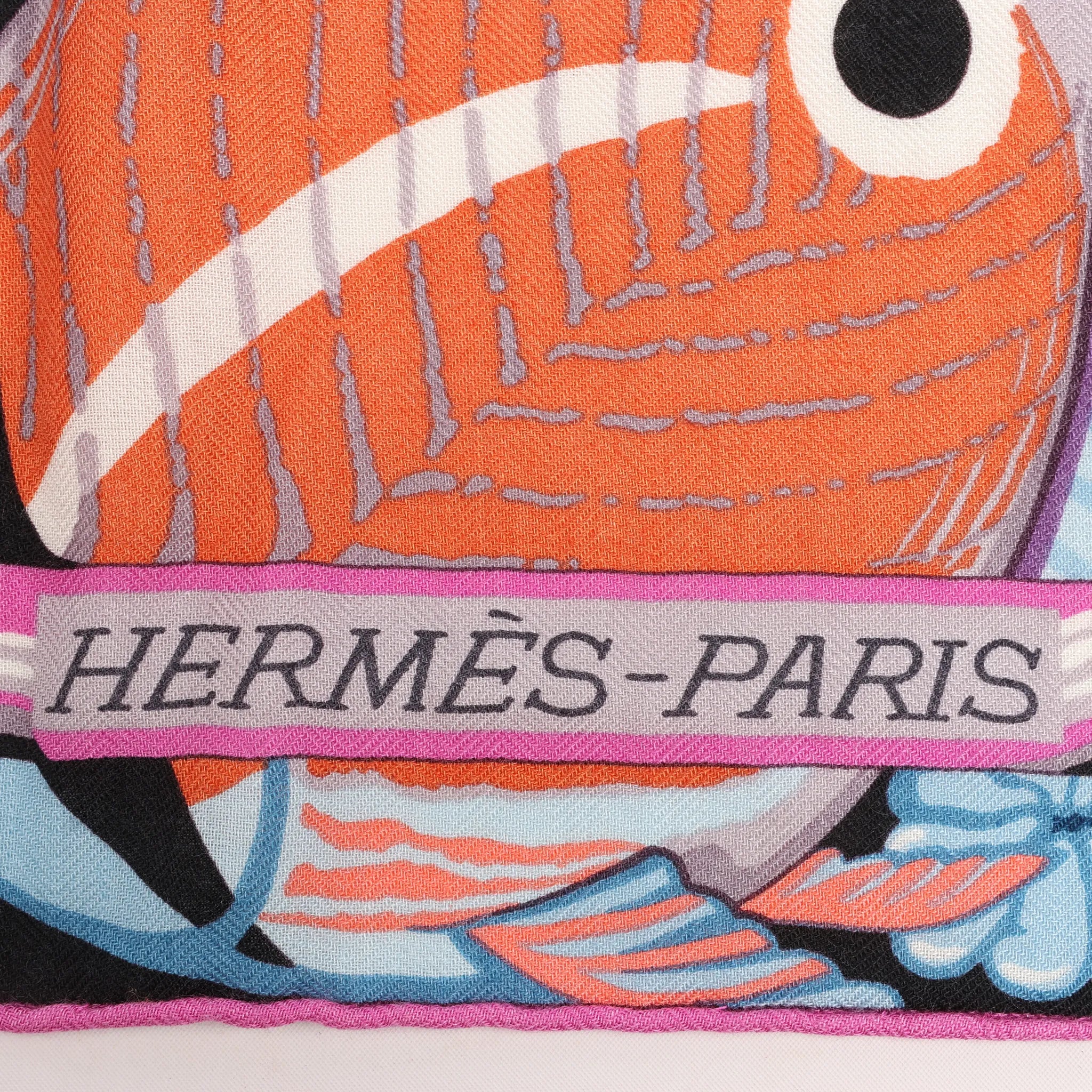 Hermès Carré Géant "De La Mer Au Ciel" Cashmere & Silk Scarf in Pink