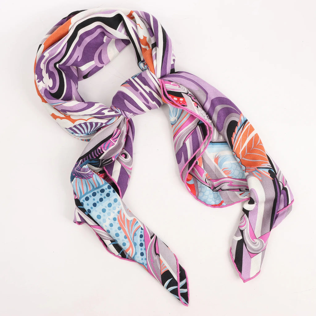Hermès Carré Géant "De La Mer Au Ciel" Cashmere & Silk Scarf in Pink