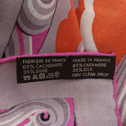 Hermès Carré Géant Schal „De La Mer Au Ciel“ aus Kaschmir und Seide in Rosa