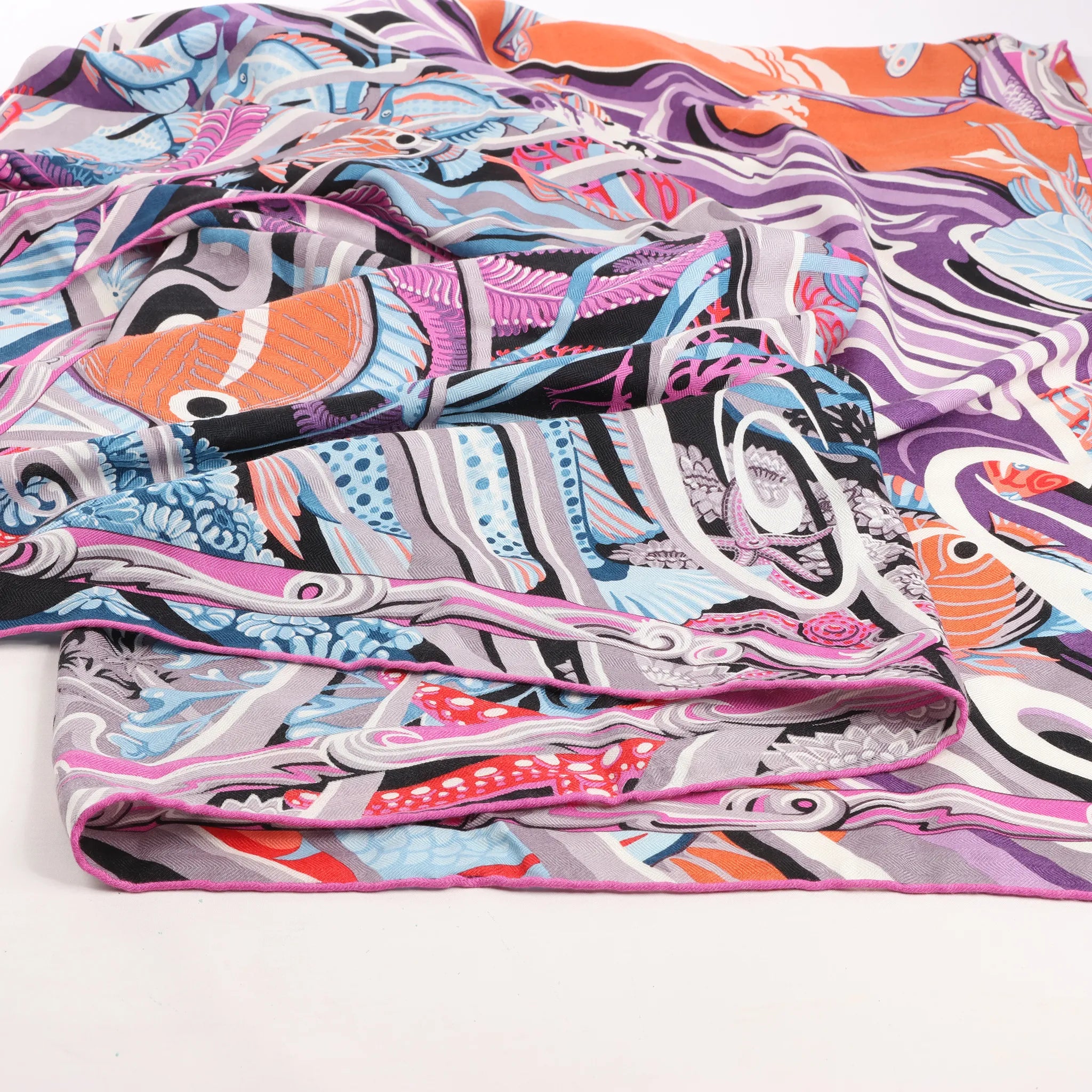 Hermès Carré Géant "De La Mer Au Ciel" Cashmere & Silk Scarf in Pink