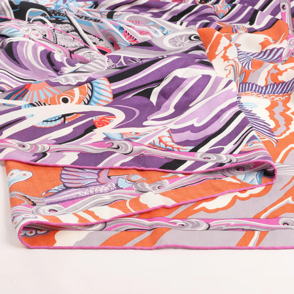 Hermès Carré Géant "De La Mer Au Ciel" Cashmere & Silk Scarf in Pink