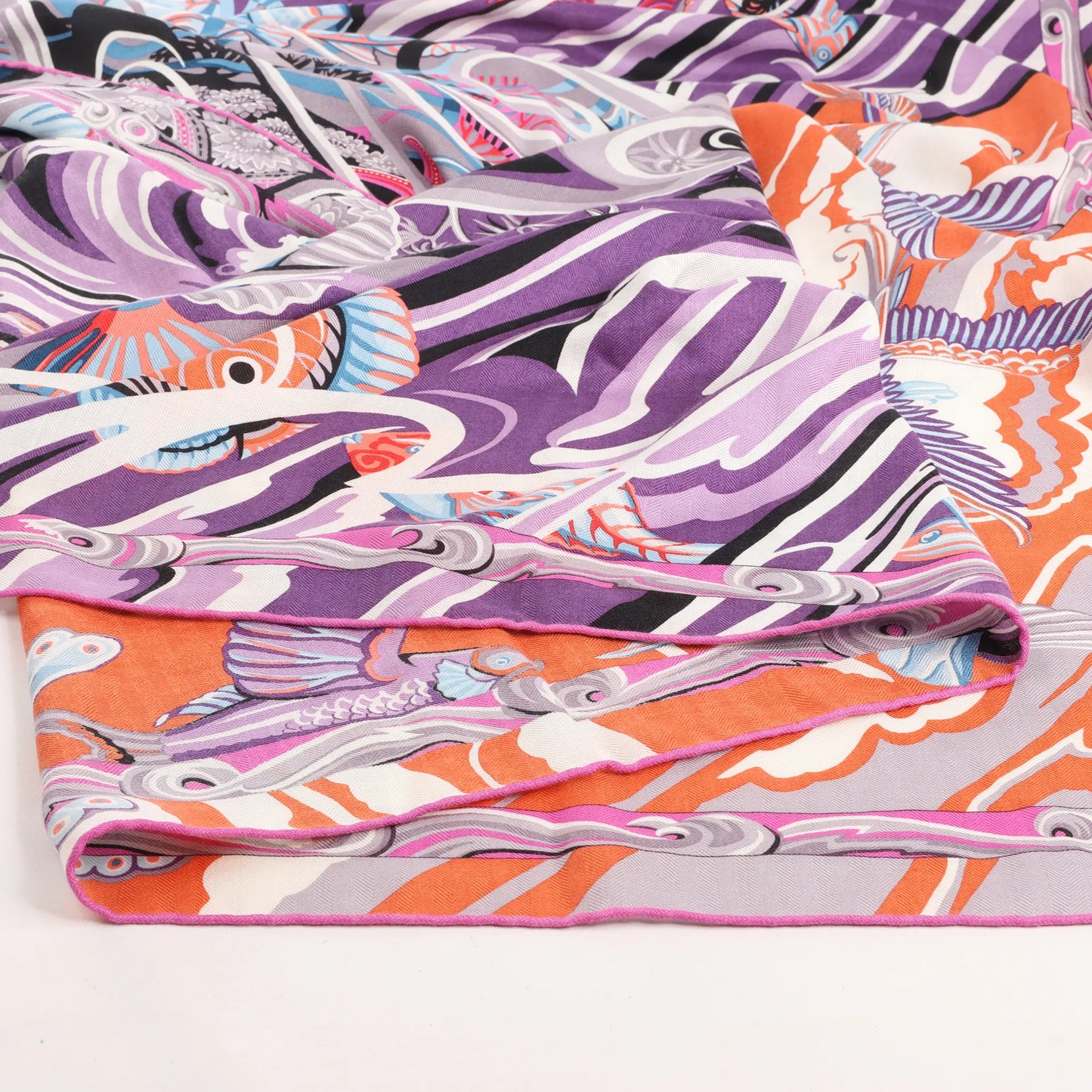 Hermès Carré Géant Schal „De La Mer Au Ciel“ aus Kaschmir und Seide in Rosa