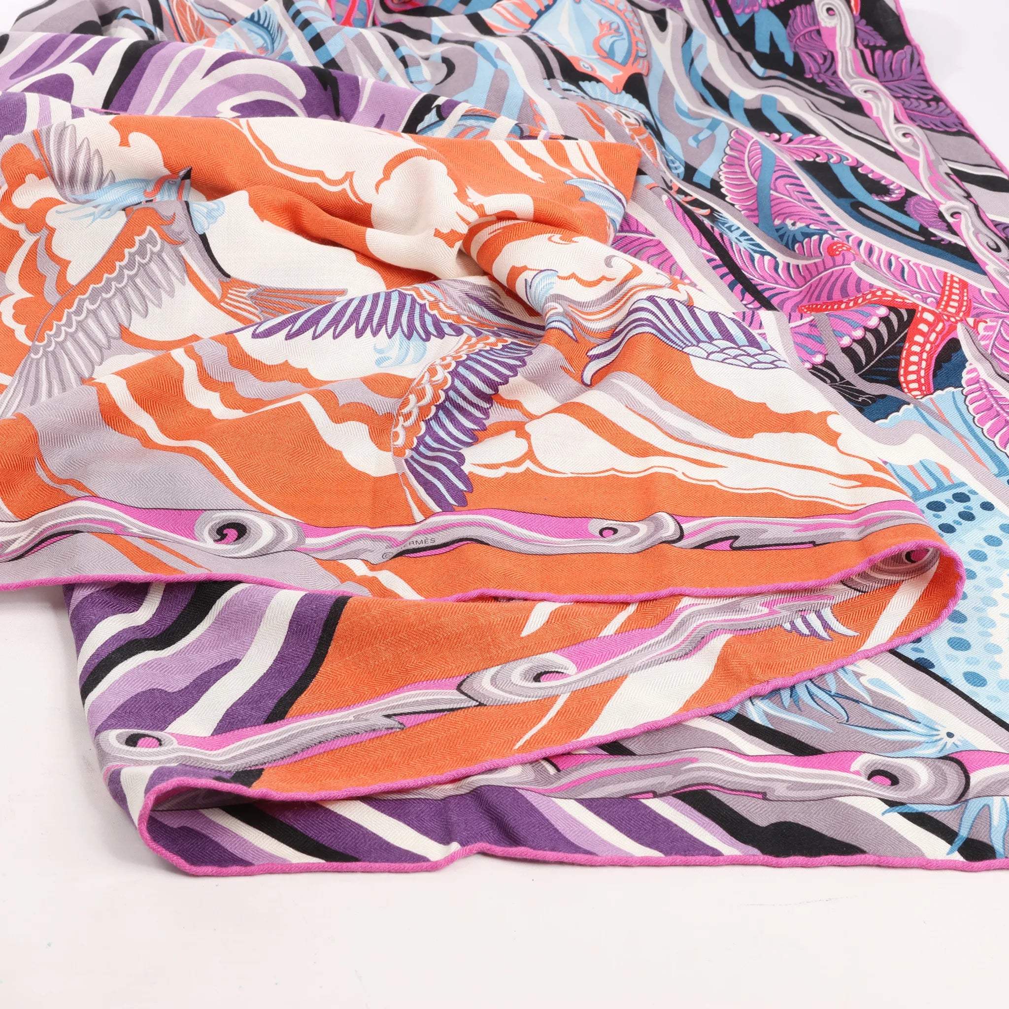 Hermès Carré Géant "De La Mer Au Ciel" Cashmere & Silk Scarf in Pink