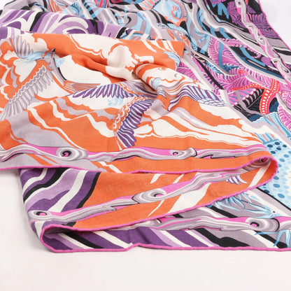 Hermès Carré Géant Schal „De La Mer Au Ciel“ aus Kaschmir und Seide in Rosa