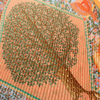 Hermès Carre 90 "Axis Mundi" Plissé Scarf Silk in Orange