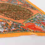 Hermès Carre 90 "Axis Mundi" Plissé Scarf Silk in Orange