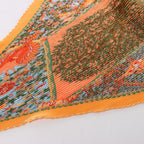 Hermès Carre 90 "Axis Mundi" Plissé Scarf Silk in Orange