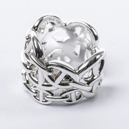 Hermes Chaîne d'Ancre Enchaînée Silver Ring, Size 54 EU