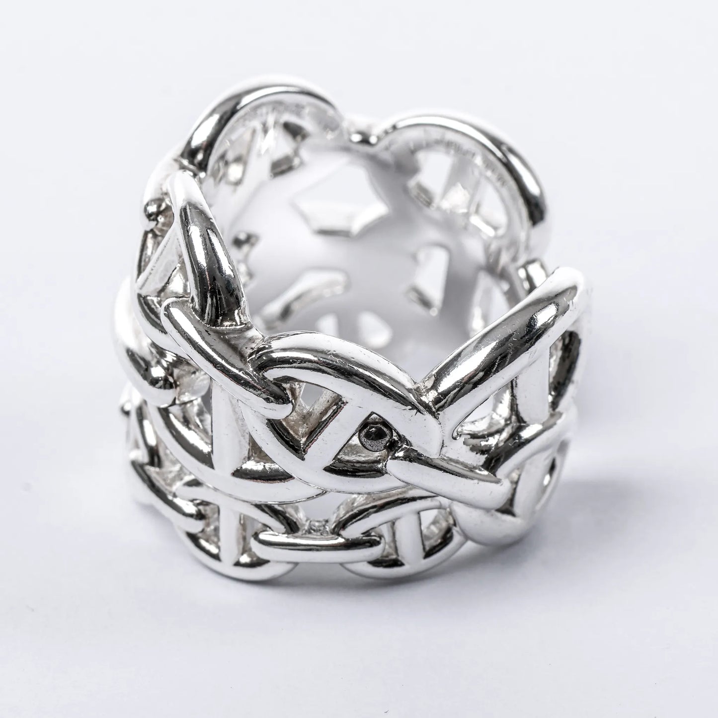 Hermes Chaîne d'Ancre Enchaînée Silver Ring, Size 54 EU