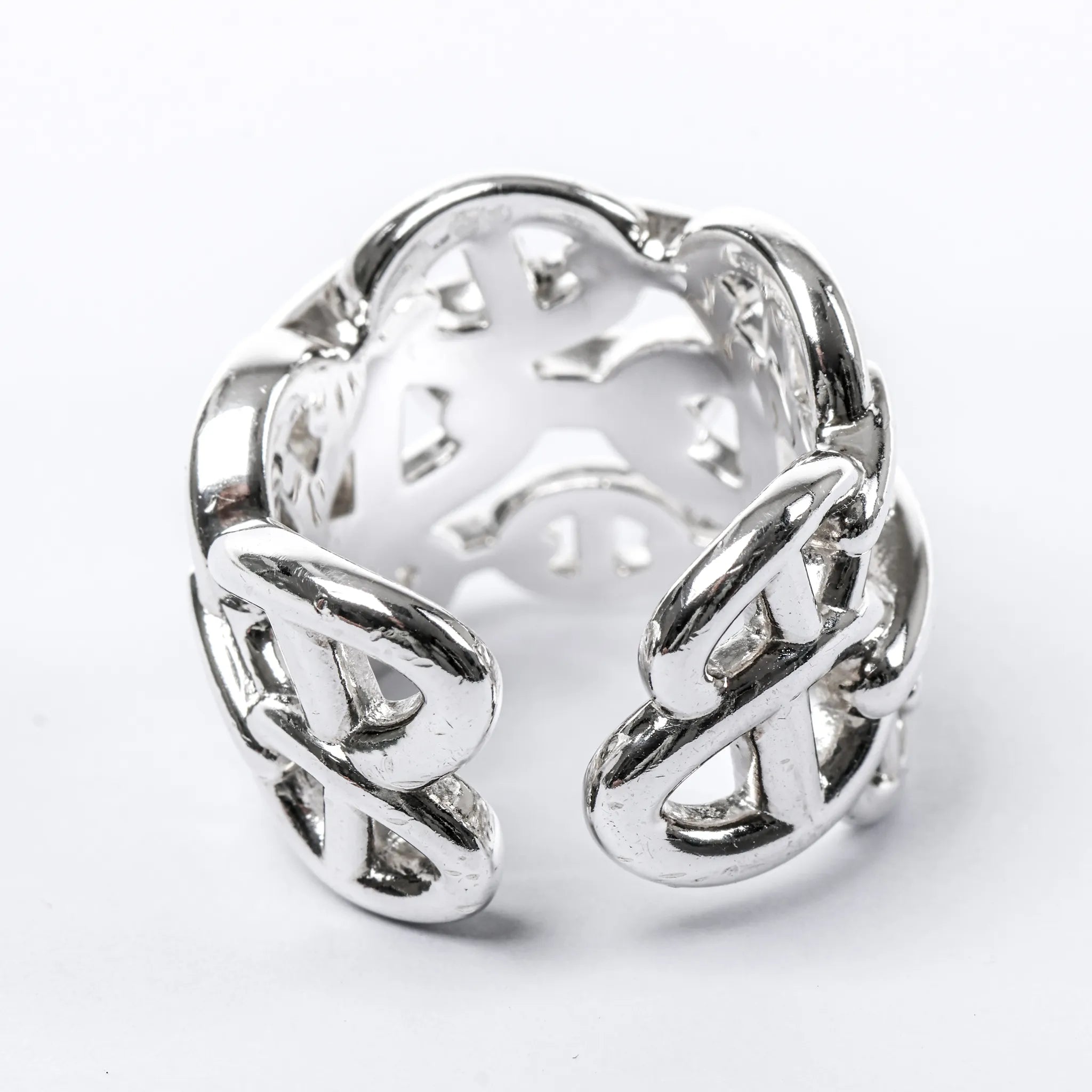Hermes Chaîne d'Ancre Enchaînée Silver Ring, Size 54 EU