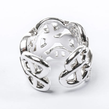 Hermes Chaîne d'Ancre Enchaînée Silver Ring, Size 54 EU