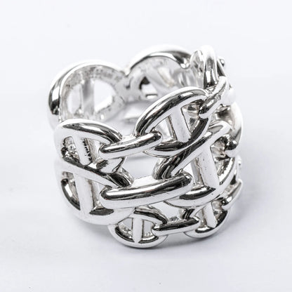 Hermes Chaîne d'Ancre Enchaînée Silver Ring, Size 54 EU