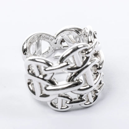 Hermes Chaîne d'Ancre Enchaînée Silver Ring, Size 54 EU