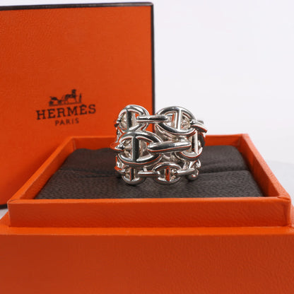 Hermes Chaîne d'Ancre Enchaînée Silver Ring, Size 54 EU