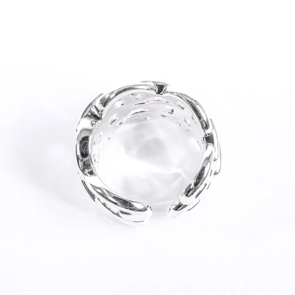 Hermes Chaîne d'Ancre Enchaînée Silver Ring, Size 54 EU