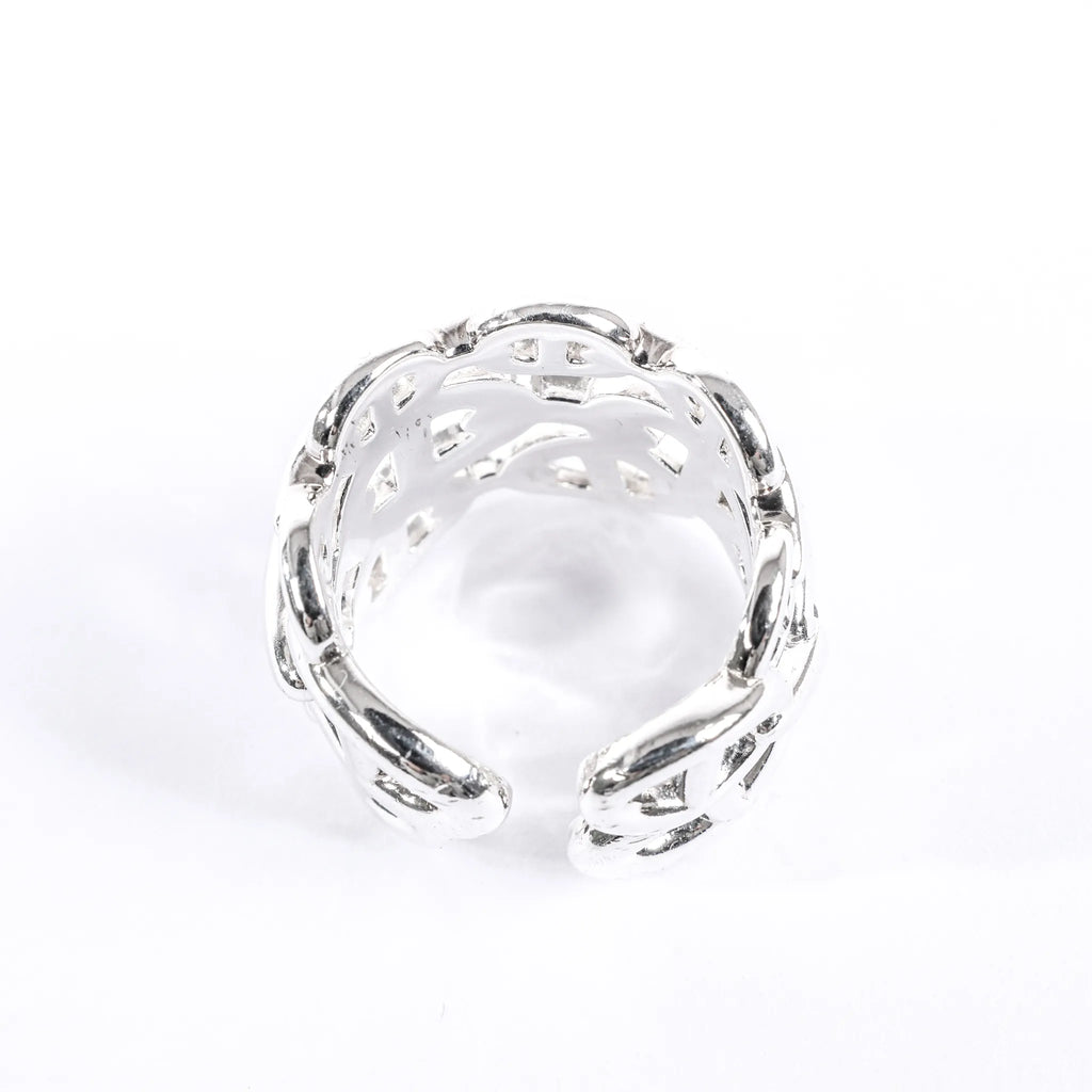 Hermes Chaîne d'Ancre Enchaînée Silver Ring, Size 54 EU