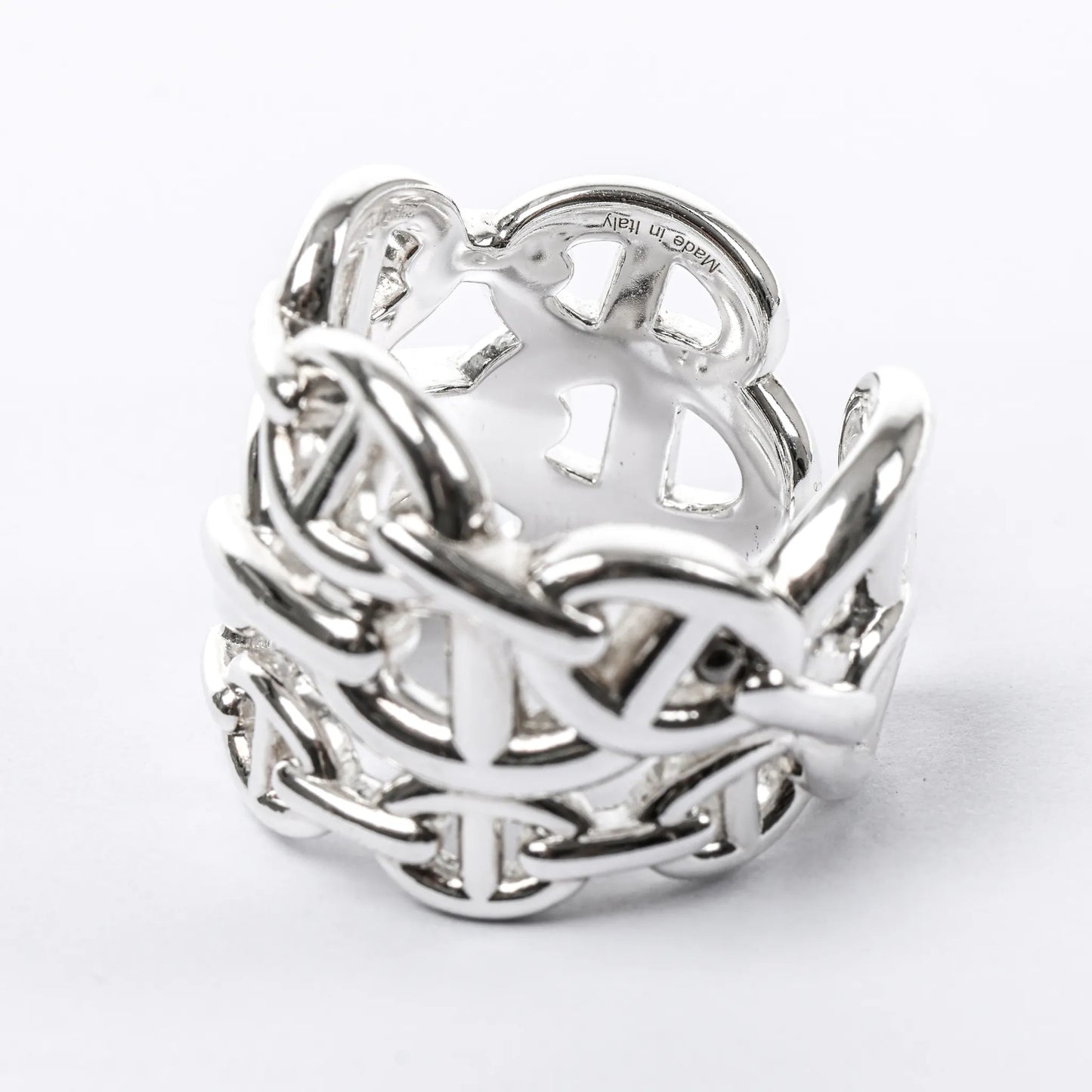 Hermes Chaîne d'Ancre Enchaînée Silver Ring, Size 54 EU