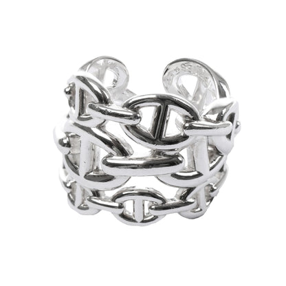 Hermes Chaîne d'Ancre Enchaînée Silver Ring, Size 54 EU