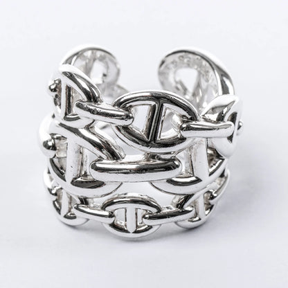 Hermes Chaîne d'Ancre Enchaînée Silver Ring, Size 54 EU