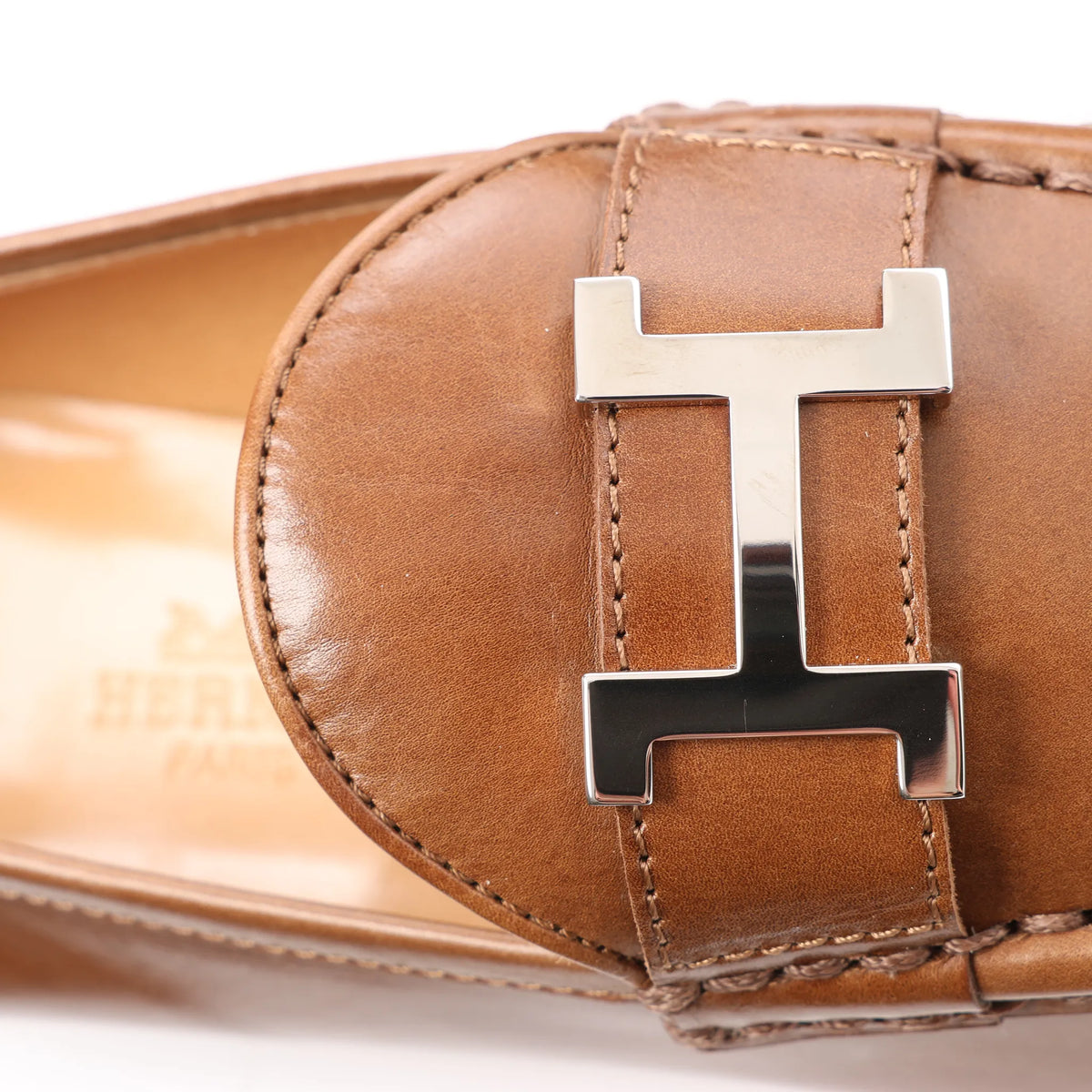 HERMES Constance Leather Loafer in Brown, Size 36 EU
