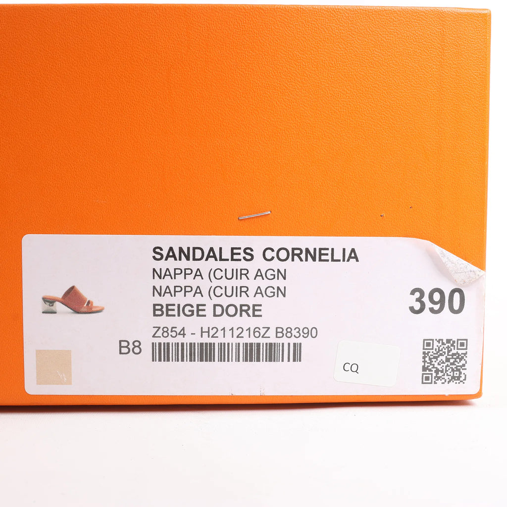 HERMES Cornelia Leather Sandals in Brown, Size 39 EU