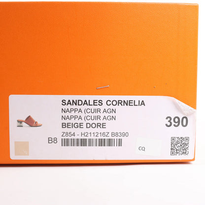 HERMES Cornelia Leather Sandals in Brown, Size 39 EU