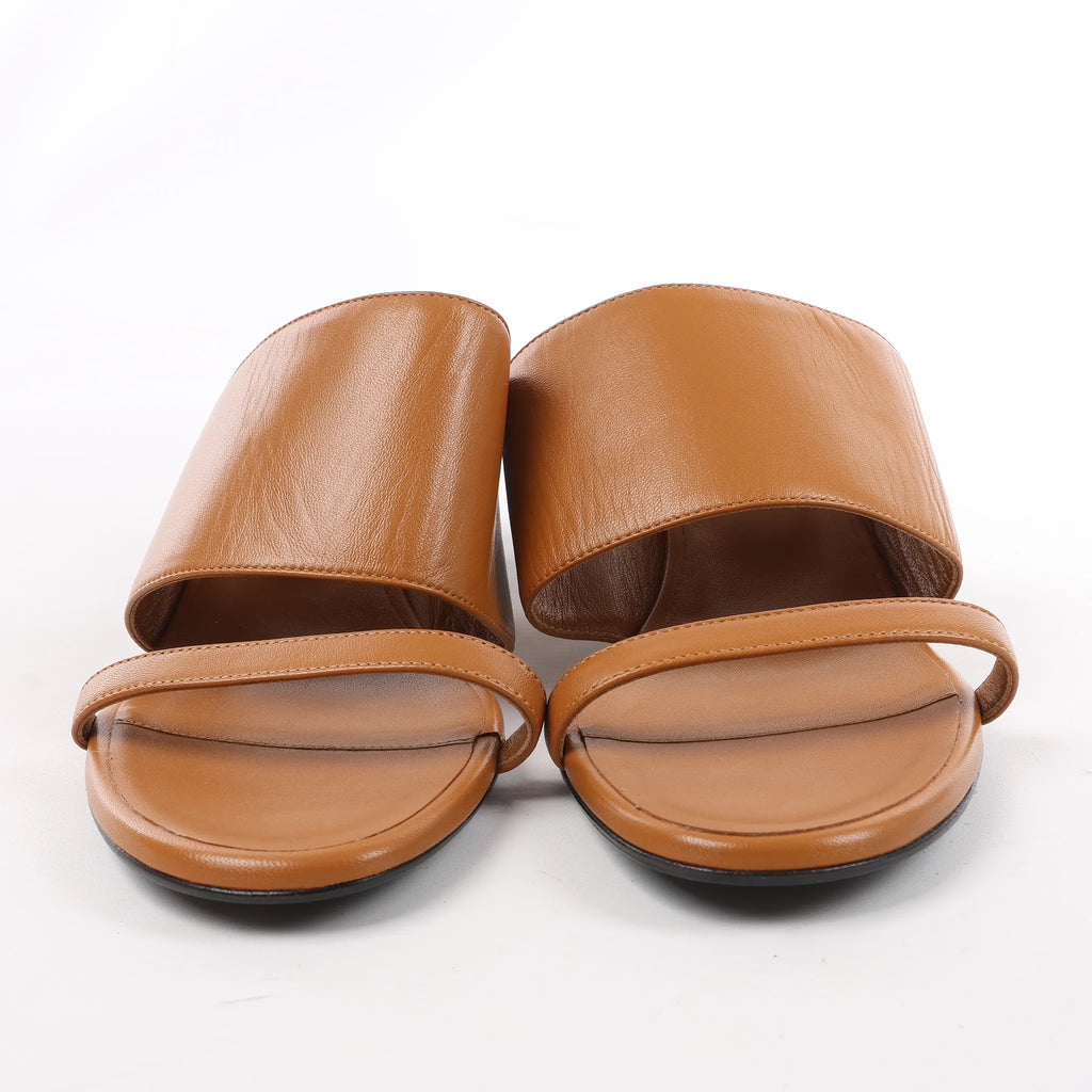 HERMES Cornelia Leather Sandals in Brown, Size 39 EU
