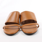 HERMES Cornelia Leather Sandals in Brown, Size 39 EU