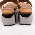 HERMES Cornelia Leather Sandals in Brown, Size 39 EU