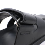 HERMES Cypre Leather Sandals in Black, Size 38.5 EU