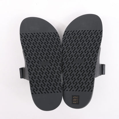 HERMES Cypre Leather Sandals in Black, Size 38.5 EU