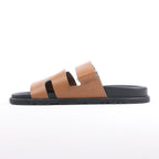 HERMES Cypre Leather Sandals in Brown Velcro Strap, Size 42 EU