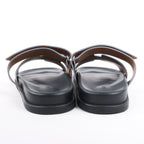 HERMES Cypre Leather Sandals in Brown Velcro Strap, Size 42 EU