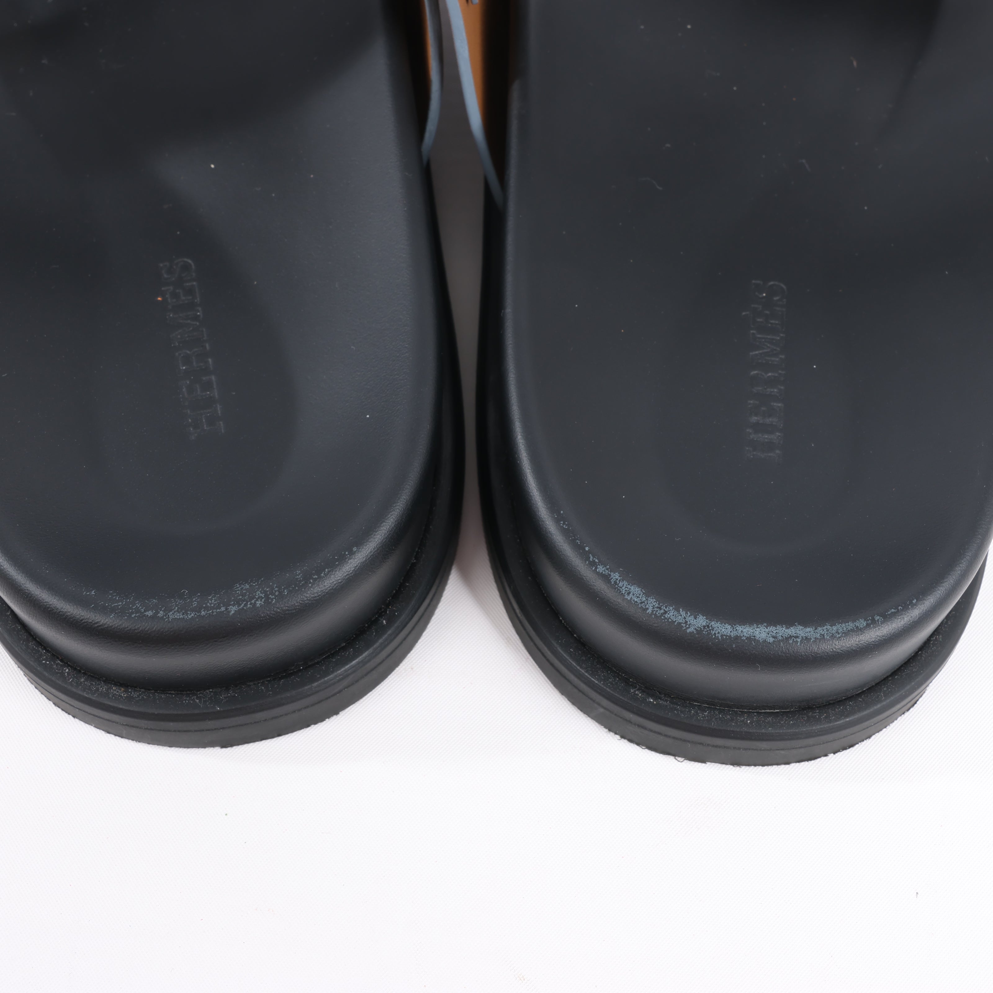 HERMES Cypre Leather Sandals in Brown Velcro Strap, Size 42 EU