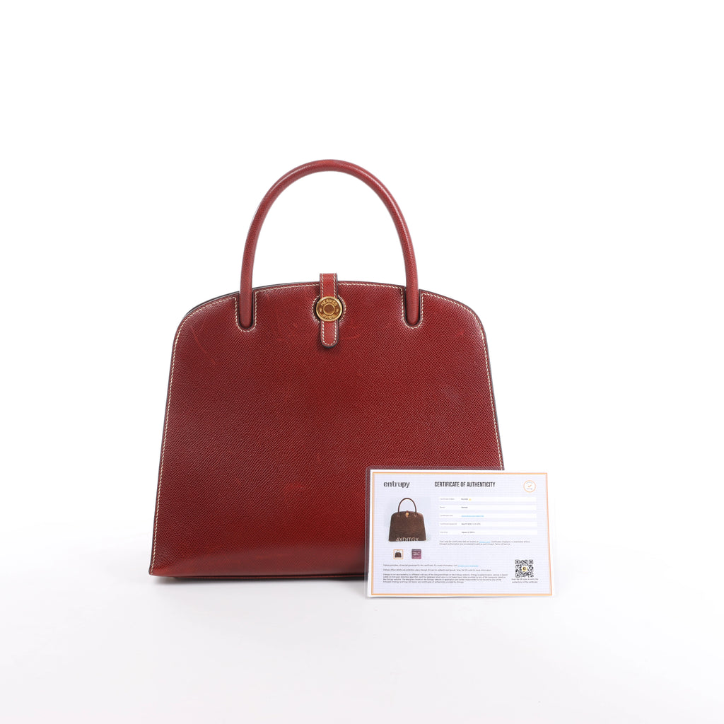 Hermès Dalvy MM Cushbell Leather Handbag in Brown Rouge □E: 2001