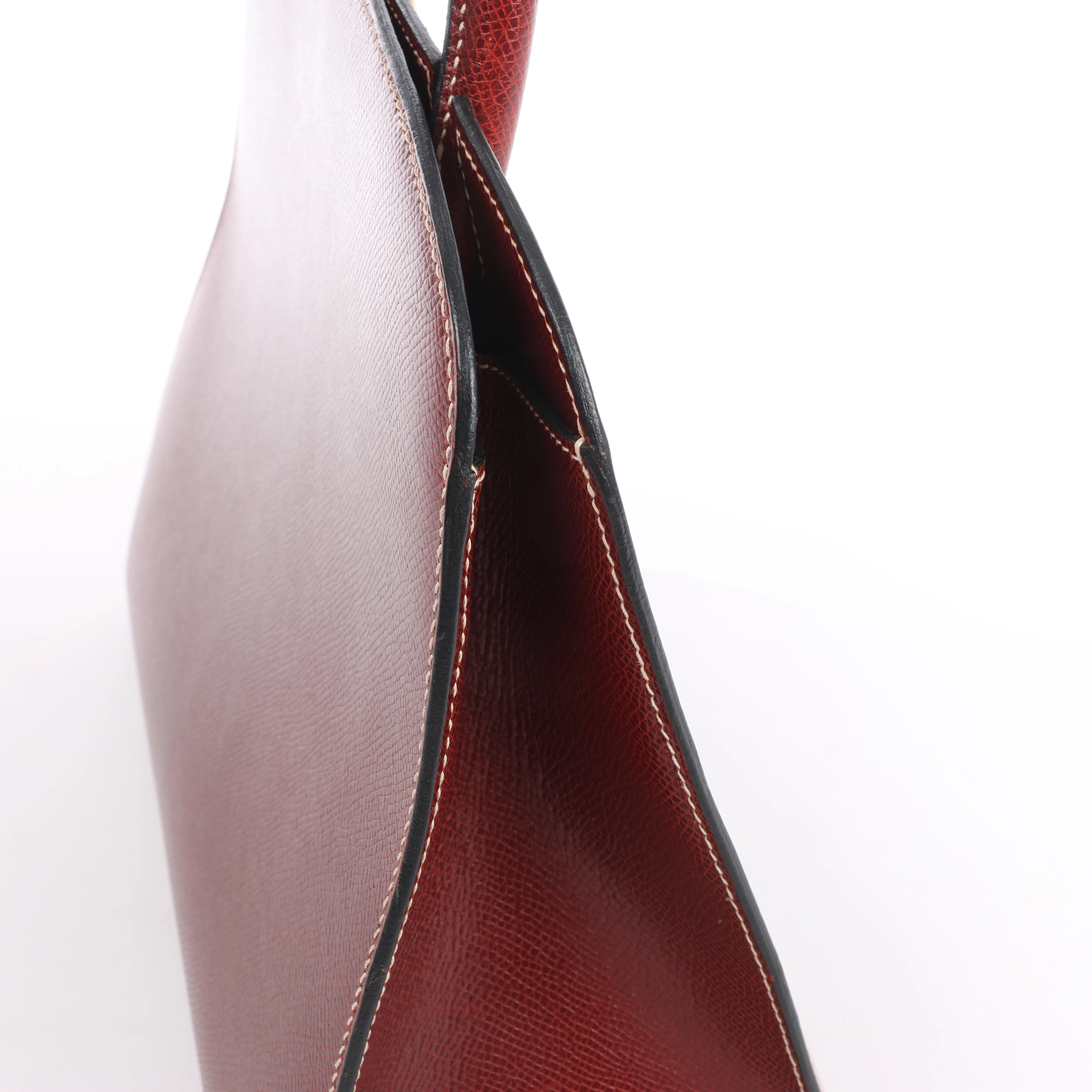 Hermès Dalvy MM Cushbell Leather Handbag in Brown Rouge □E: 2001