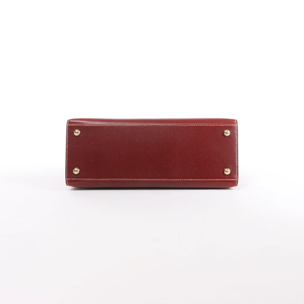 Hermès Dalvy MM Cushbell Leather Handbag in Brown Rouge □E: 2001