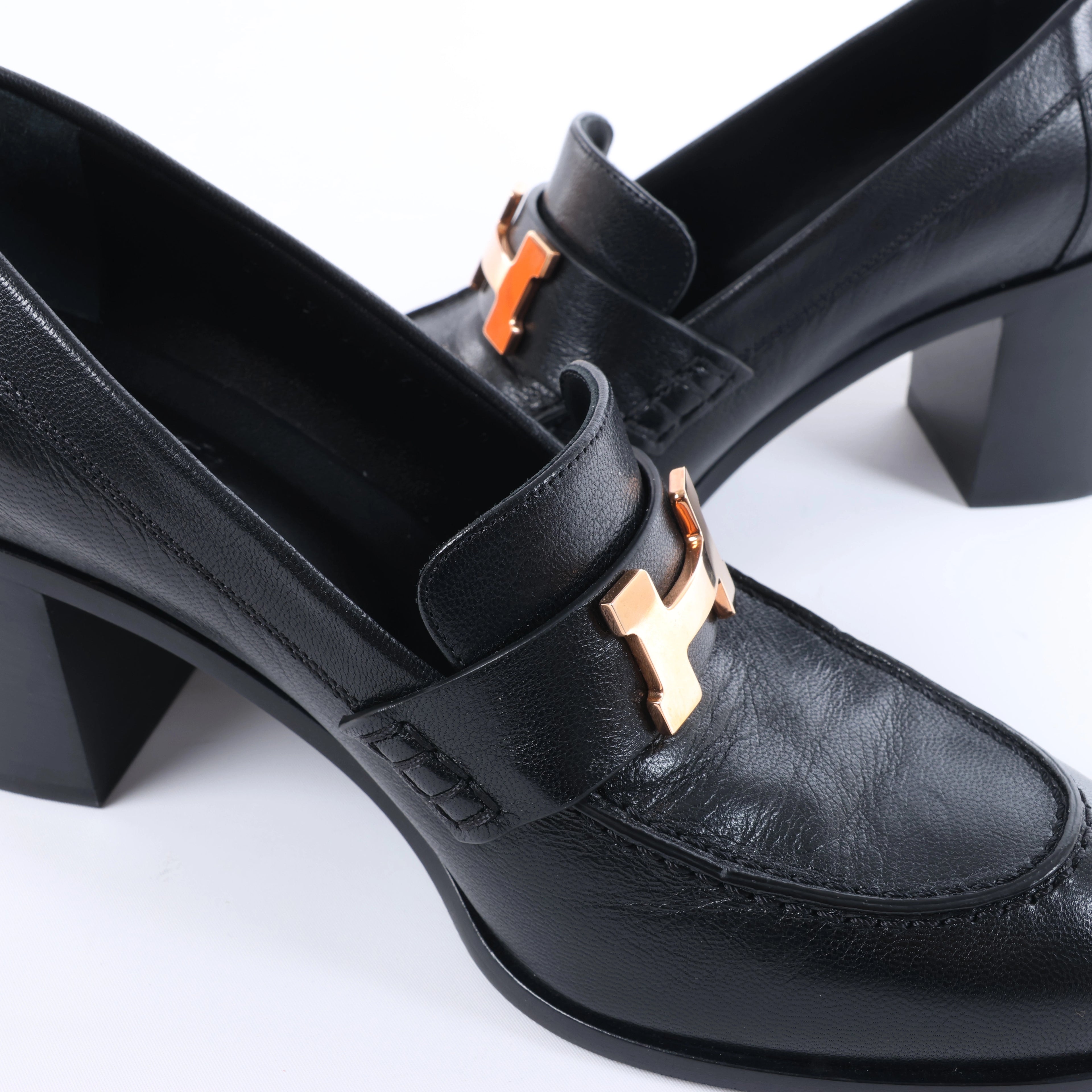 Mocasín HERMES Constance de Cuero en Marrón, Talla 36 UE
