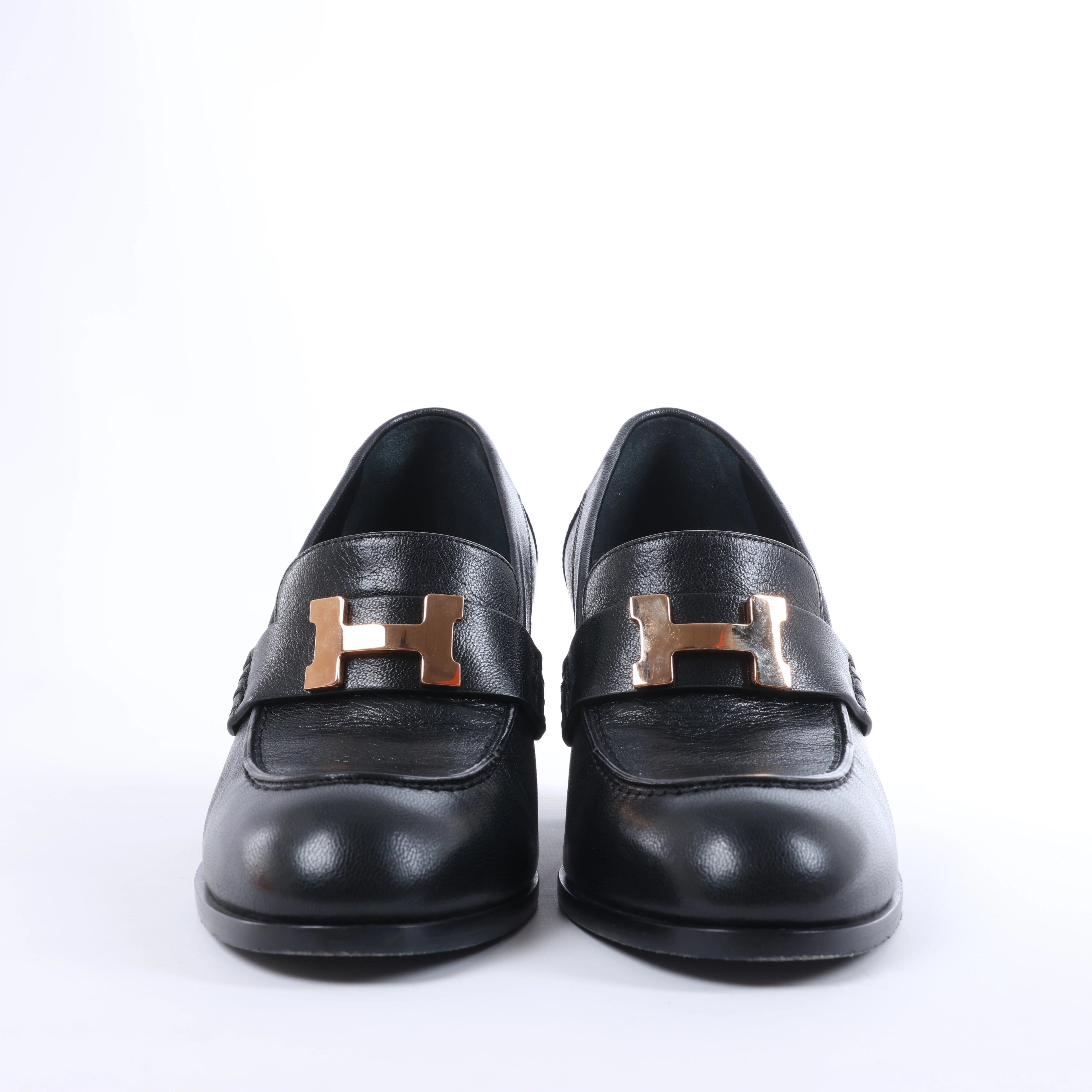 Mocasín HERMES Constance de Cuero en Marrón, Talla 36 UE