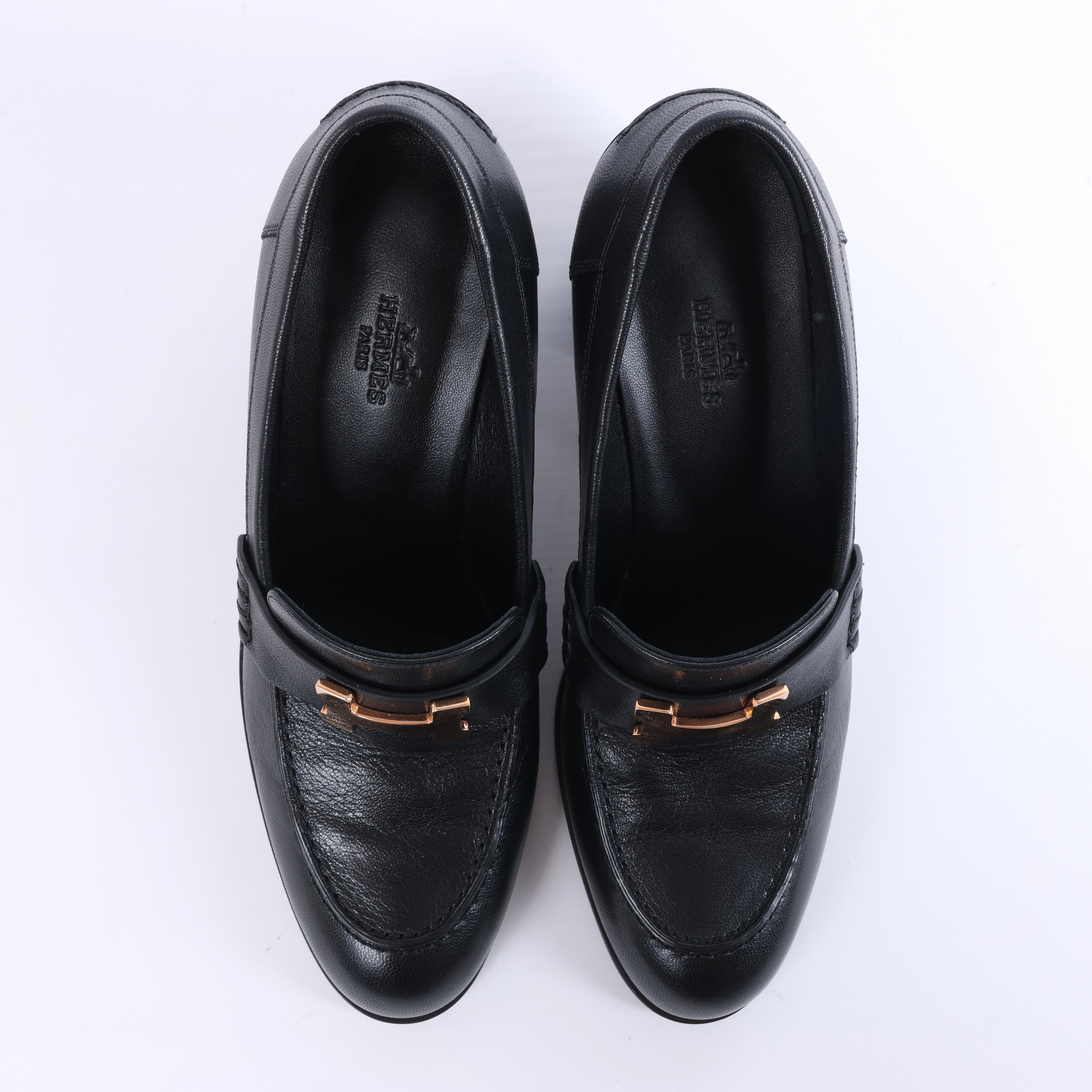 Mocasín HERMES Constance de Cuero en Marrón, Talla 36 UE