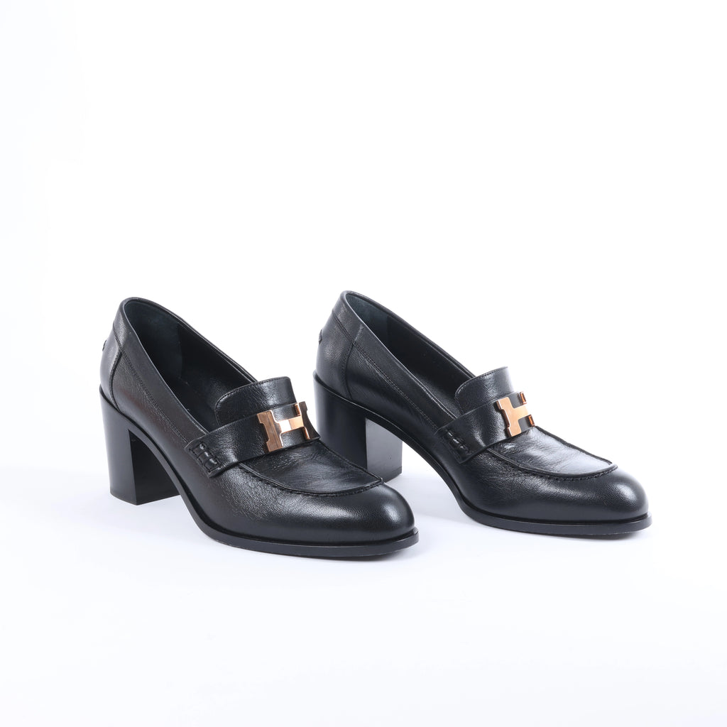 Mocasín HERMES Constance de Cuero en Marrón, Talla 36 UE