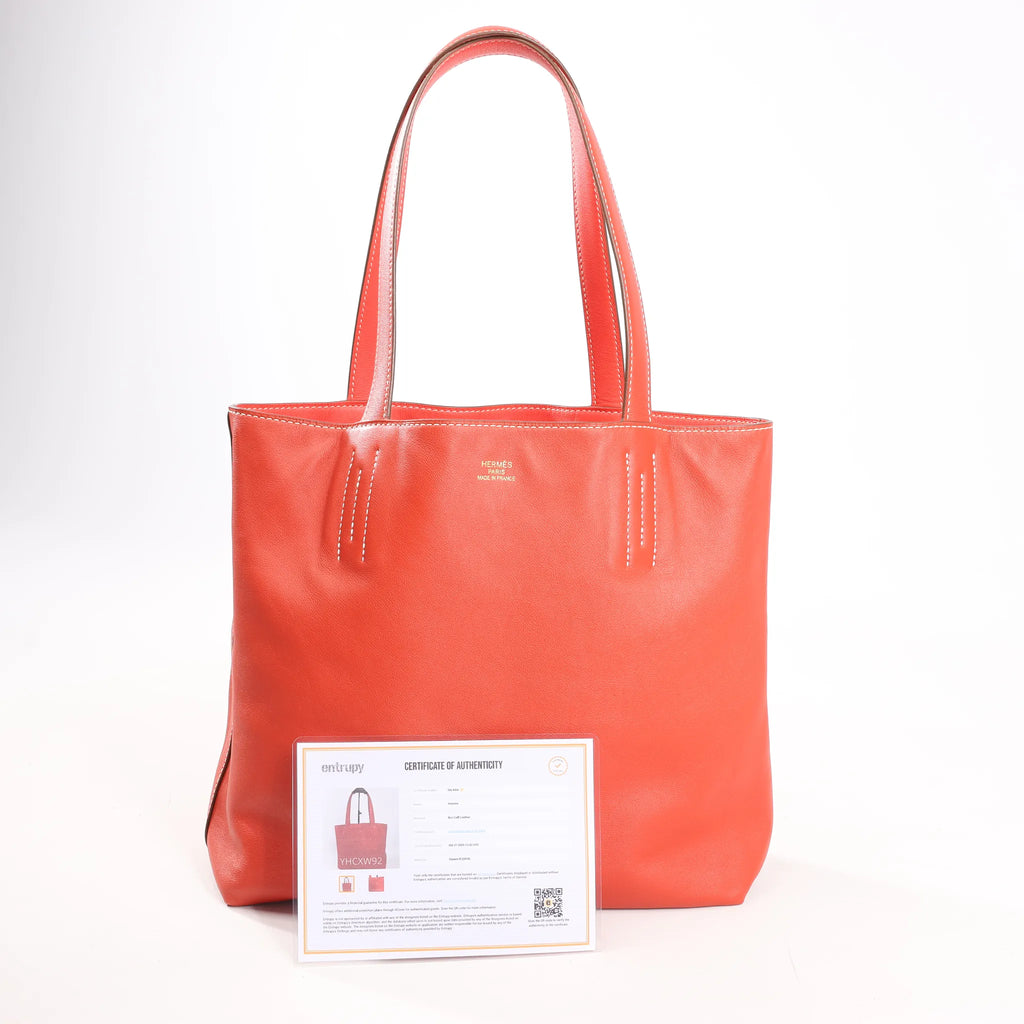 HERMES Double Sense 28  Veau Swift Shoulder Bag in Sanguine x Rose Jaipur □R: 2014