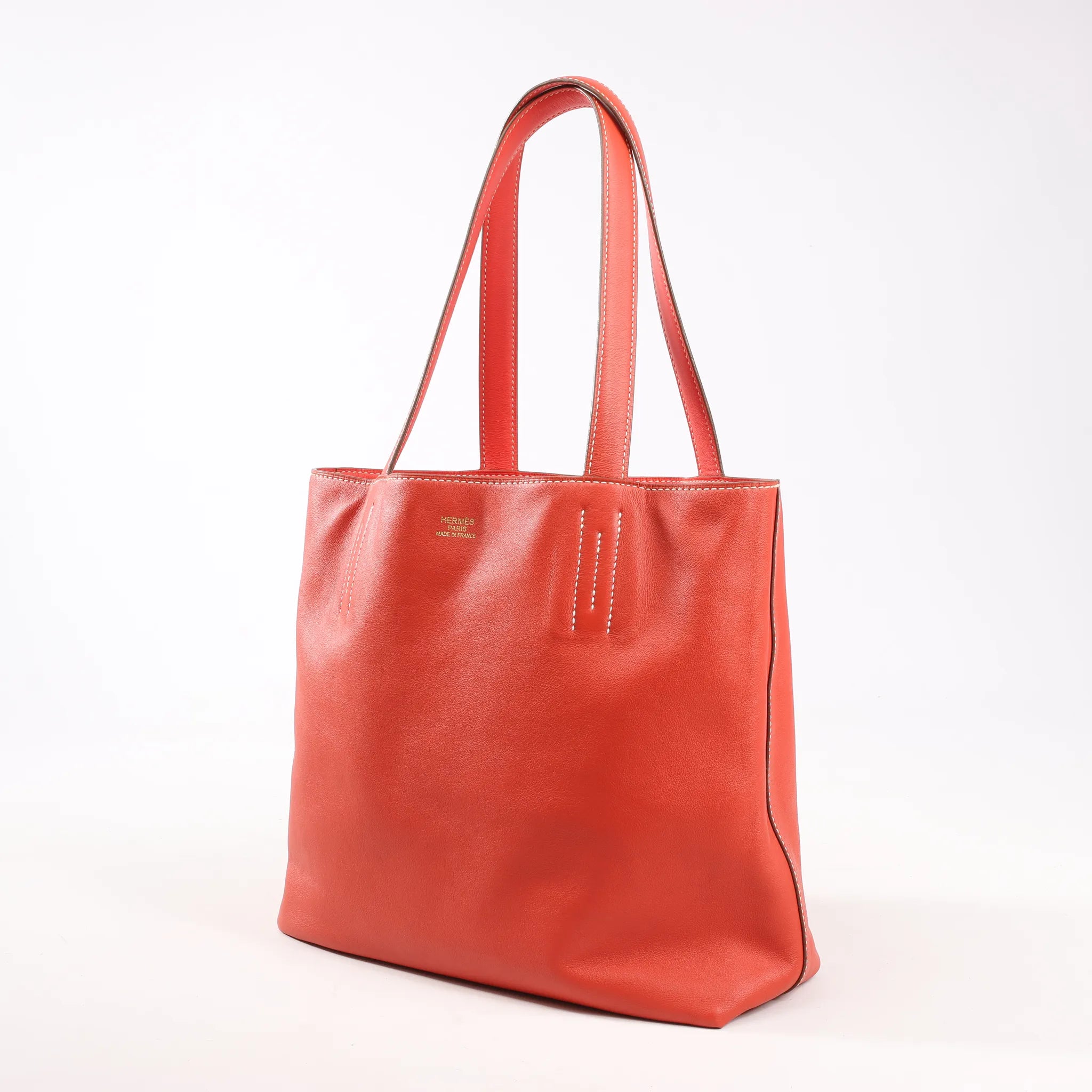 HERMES Double Sense 28  Veau Swift Shoulder Bag in Sanguine x Rose Jaipur □R: 2014