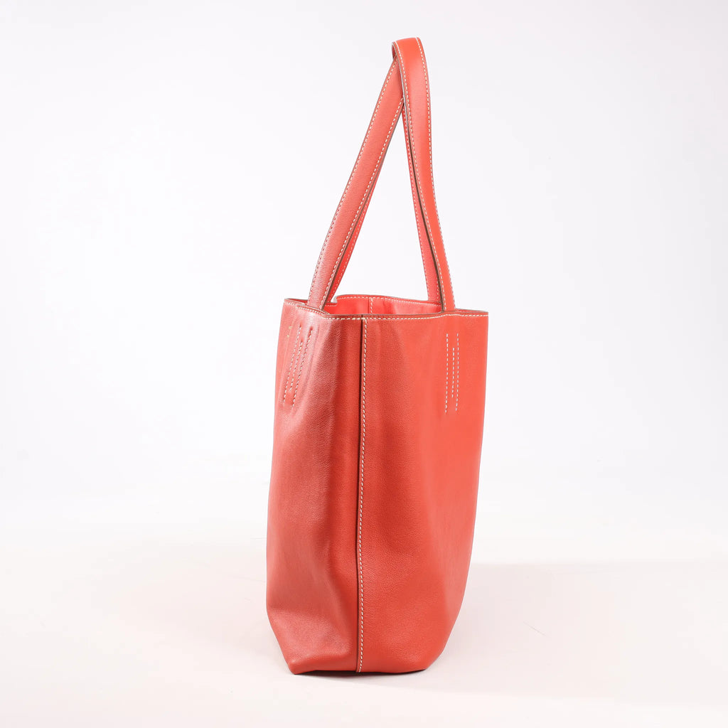 HERMES Double Sense 28  Veau Swift Shoulder Bag in Sanguine x Rose Jaipur □R: 2014