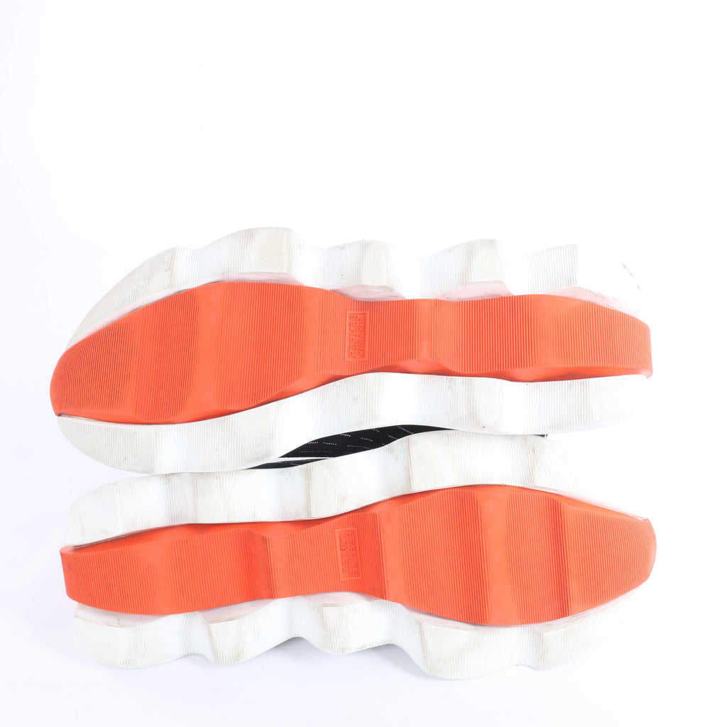 Hermès Eclair Fabric Sneakers in Black x Orange 221892Z, Size EU 43