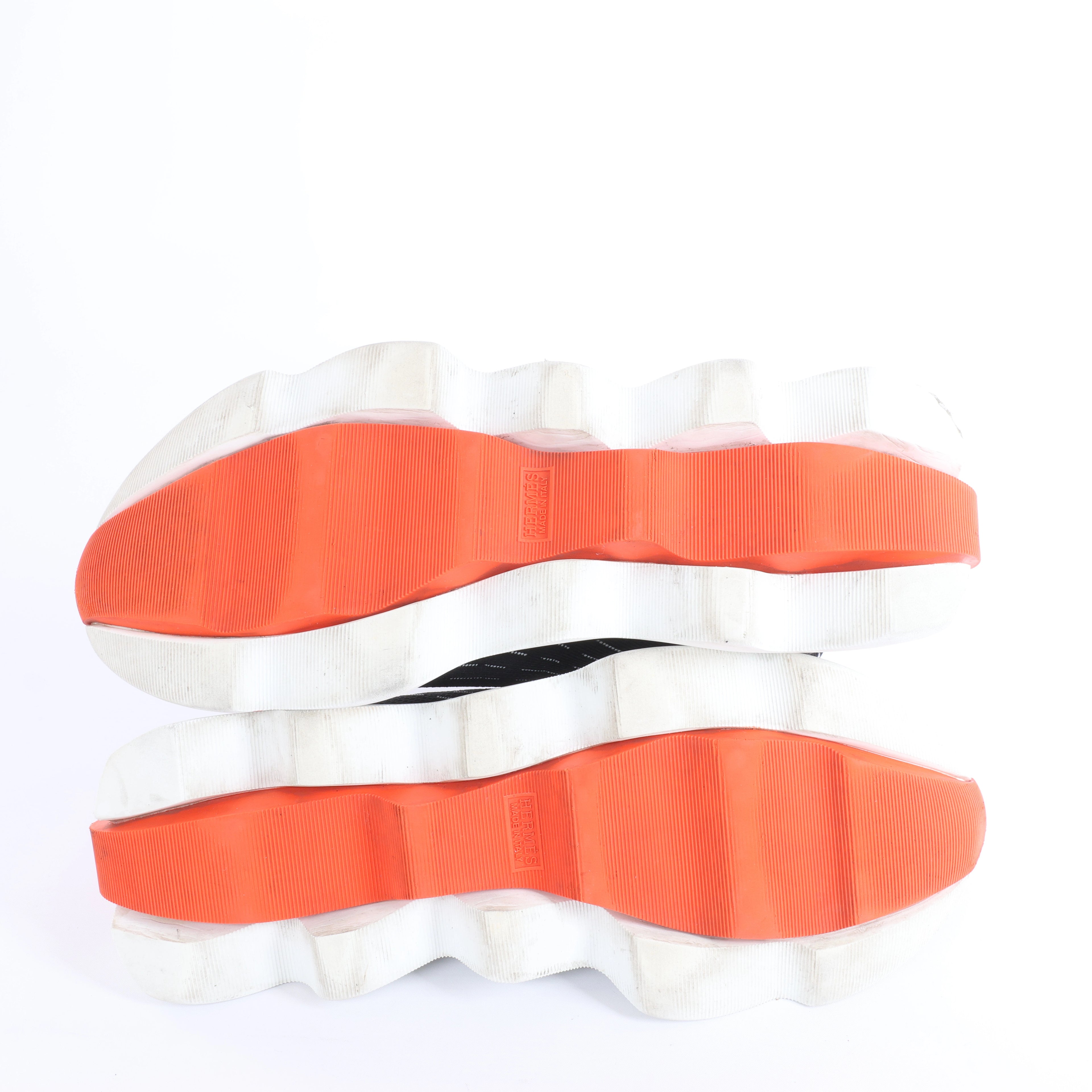 Hermès Eclair Fabric Sneakers in Black x Orange 221892Z, Size EU 43