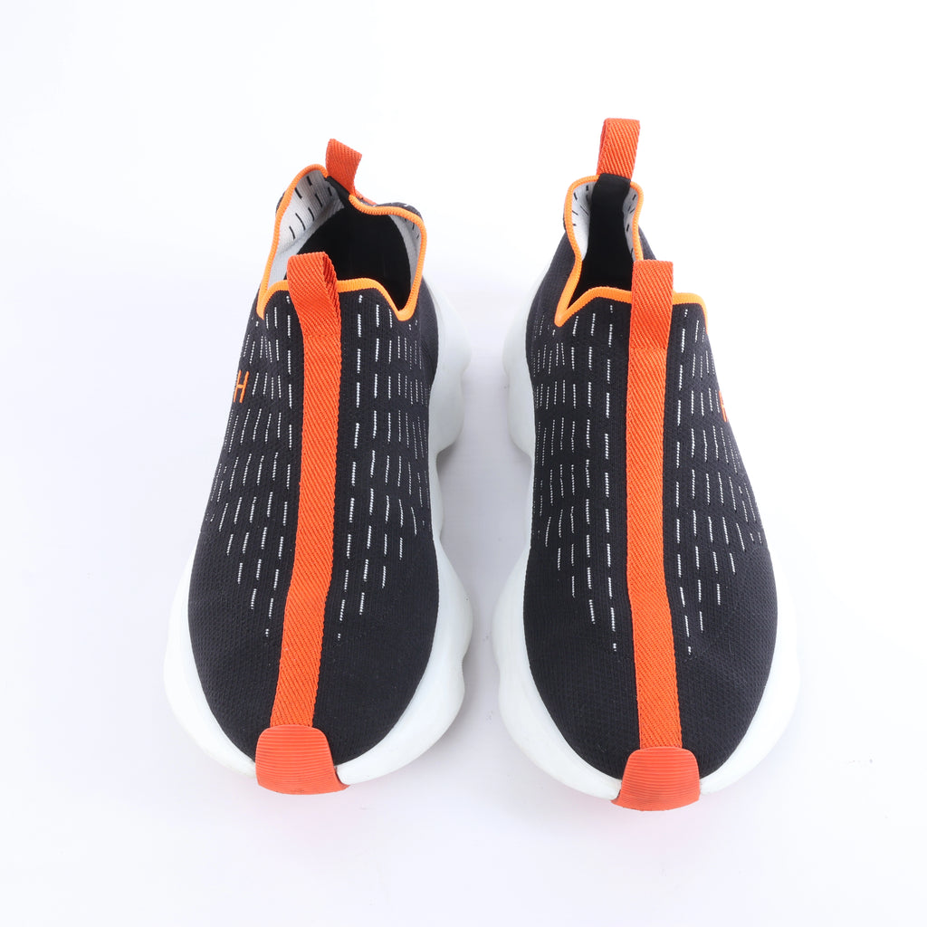 Hermès Eclair Fabric Sneakers in Black x Orange 221892Z, Size EU 43