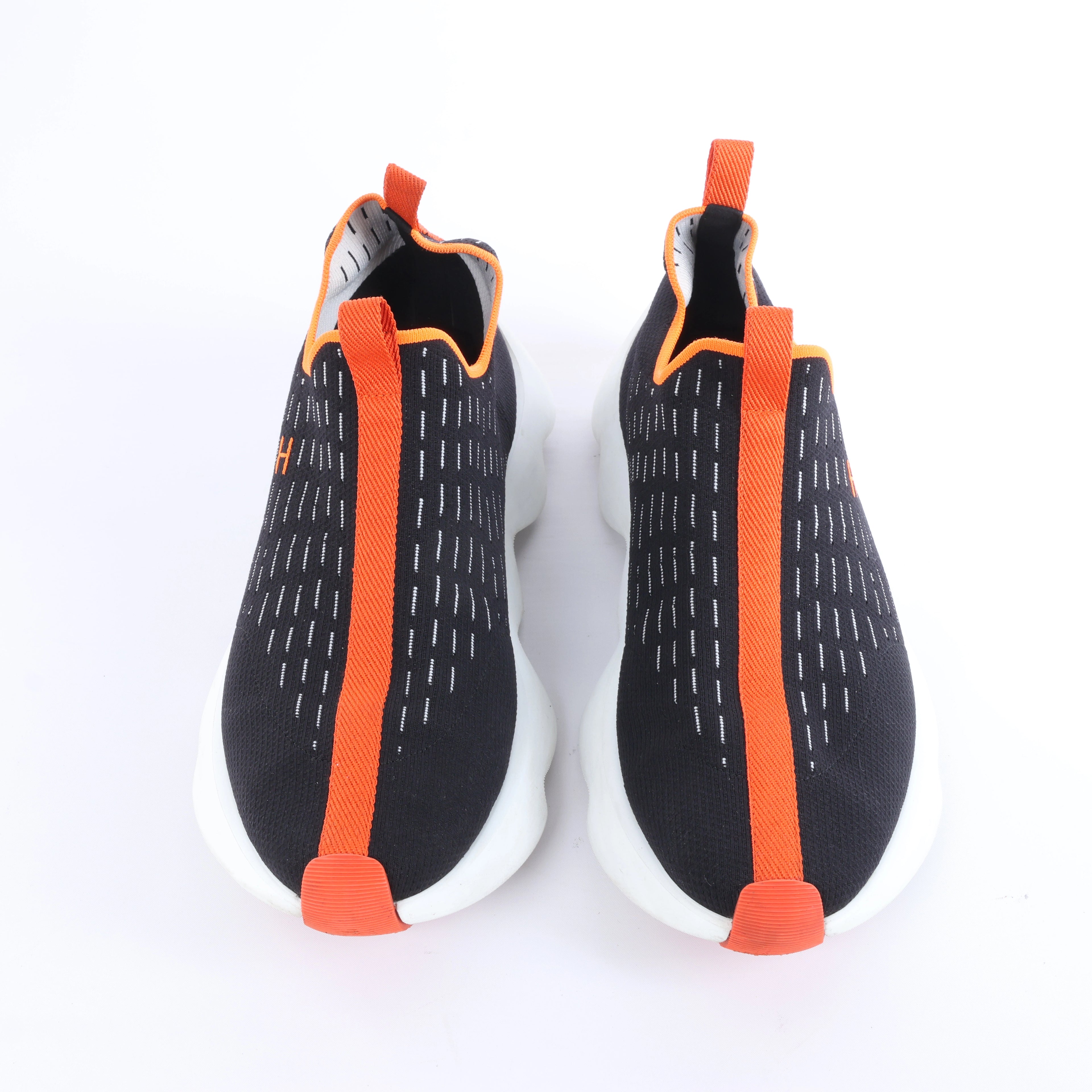 Hermès Eclair Fabric Sneakers in Black x Orange 221892Z, Size EU 43