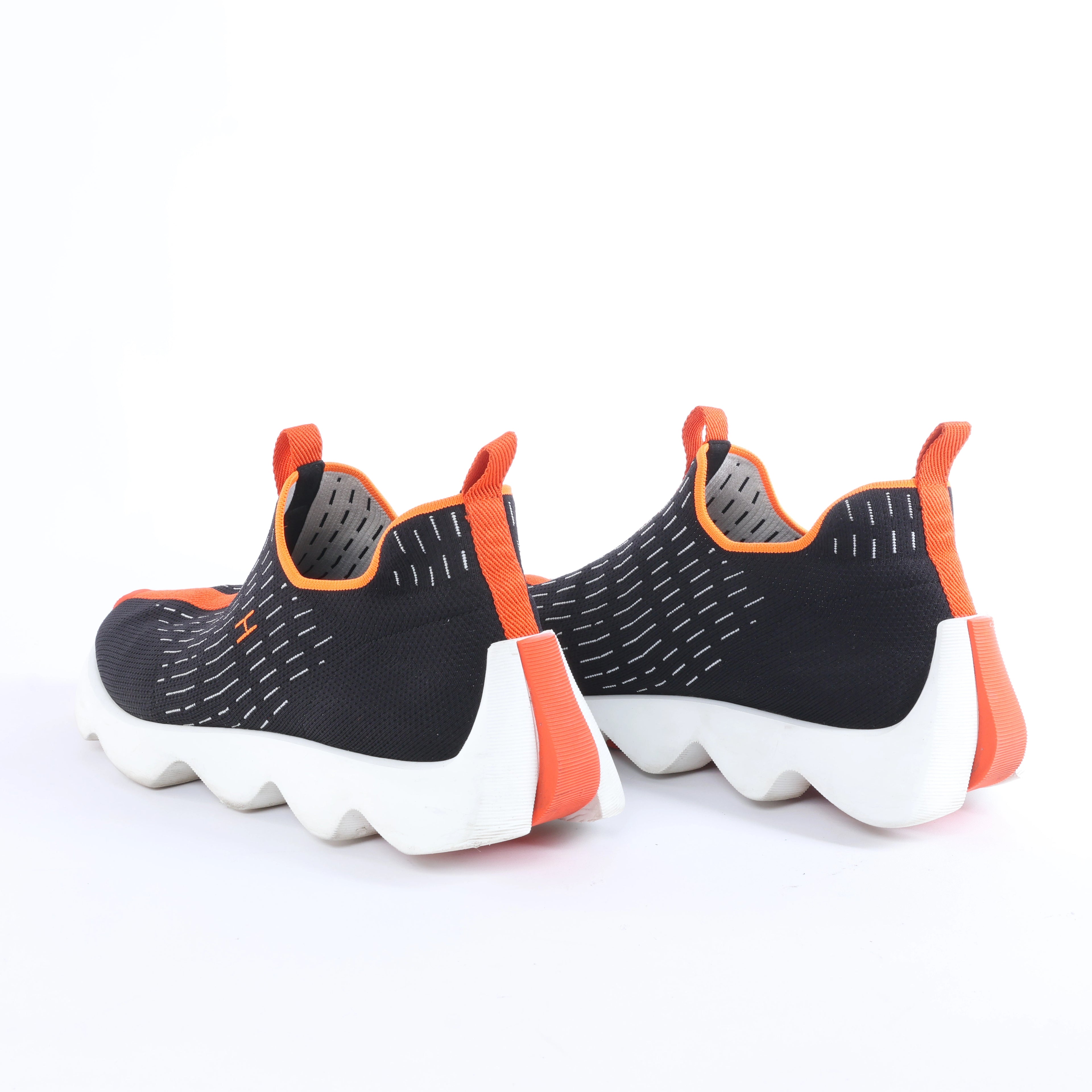 Hermès Eclair Fabric Sneakers in Black x Orange 221892Z, Size EU 43