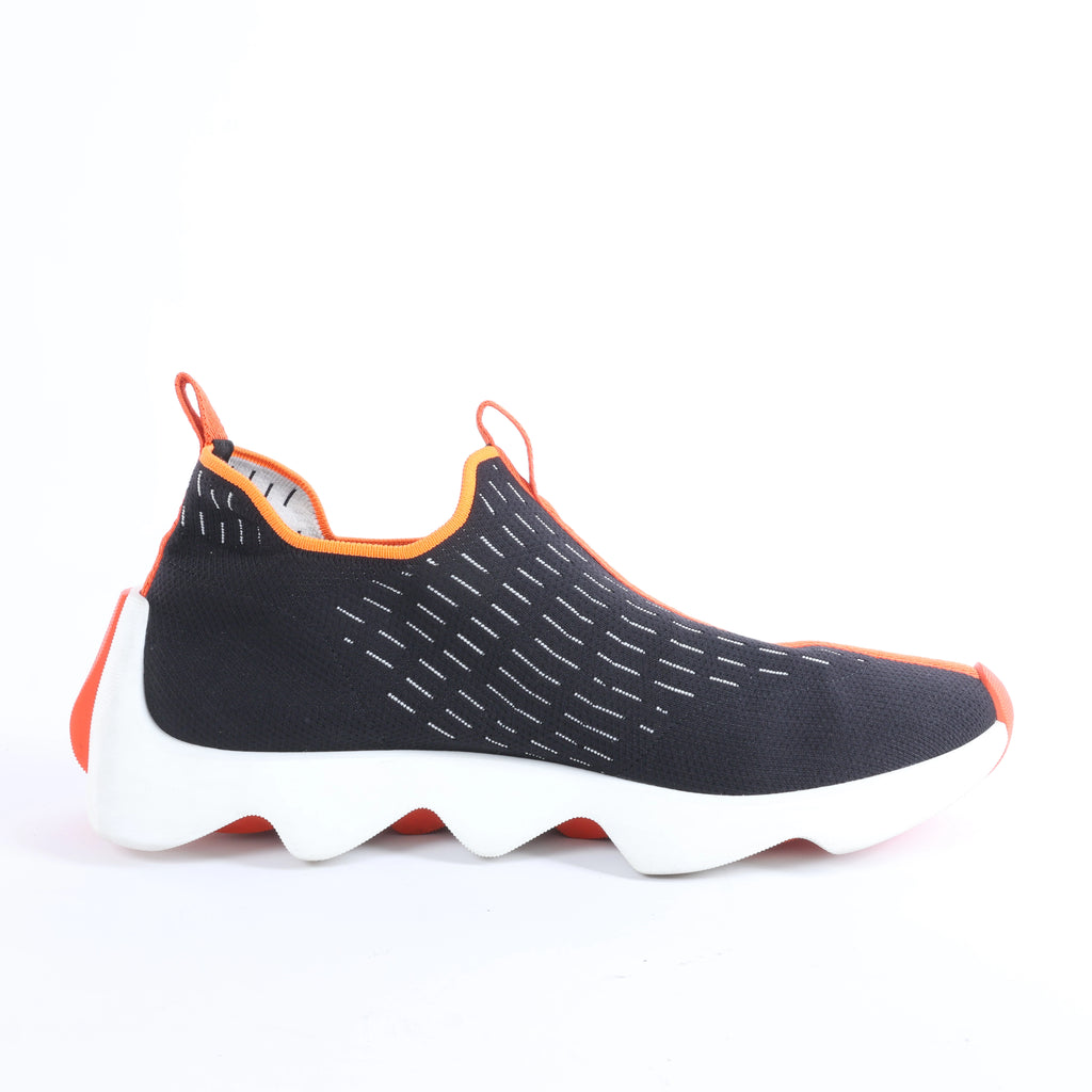 Hermès Eclair Fabric Sneakers in Black x Orange 221892Z, Size EU 43
